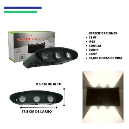 Lampara Led Pared Arbotante 6 Luces Luz Cálida Int/ext Muro