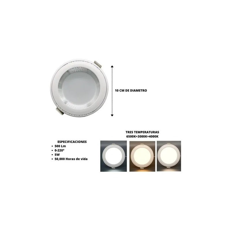 Lampara 5w De Empotrar Led Blanco Con Satin 3 Tonos De Luz