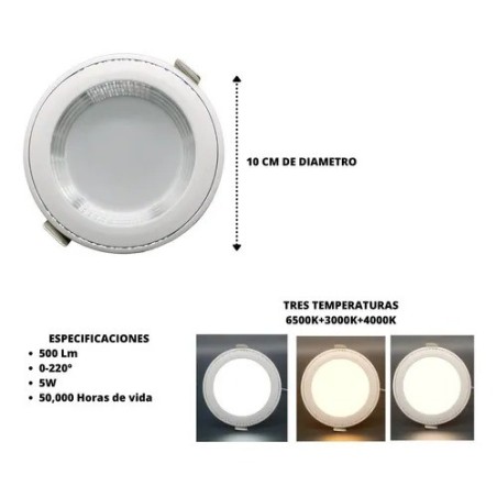 Lampara 5w De Empotrar Led Blanco Con Satin 3 Tonos De Luz