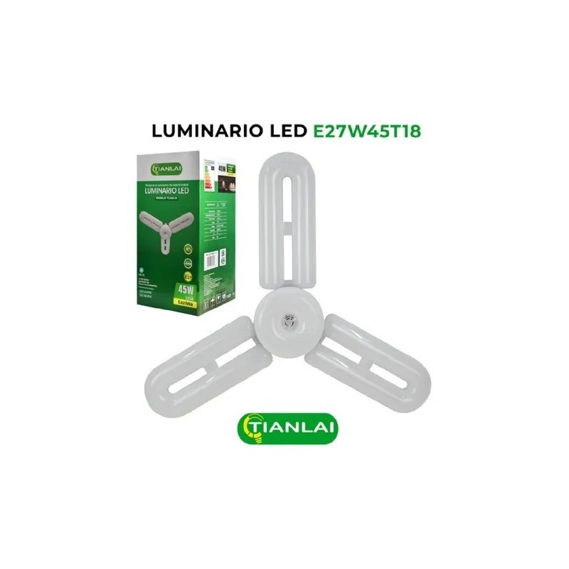 Foco 45w Led Luz Blanca E27 Aspas Plegable