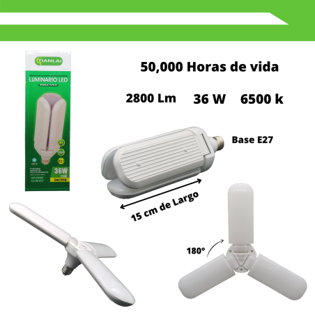 Foco 36w Led 3 Aspas Super Brillante Tipo Ventilador