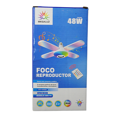 Foco Bocina Reproductor Plegable Control Rgb De 48w Bl-024