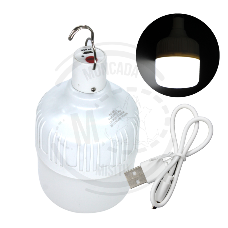 Foco Bala Recargable 15w Luz Blanca Emergencia Portatil