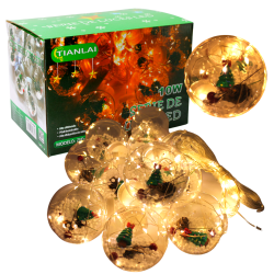 Serie Led Luces Navideña De Esfera Con Arbol Y Nieve Dentro