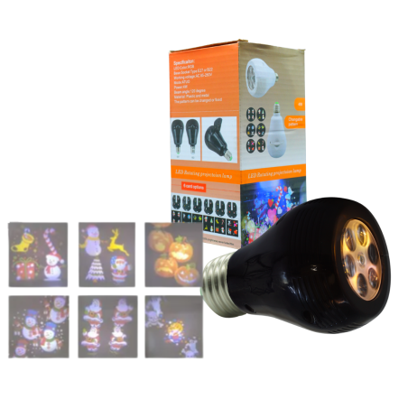 Super Foco Led Proyector Navideño Figuras Y Movimiento E27