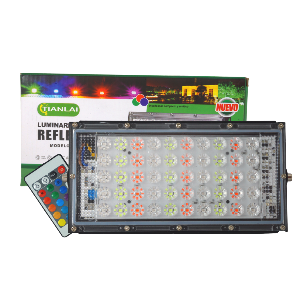 Reflector Lampara Led Rgb Iluminacion Color 30w + Contro