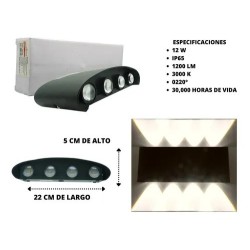 Lampara Led Pared Arbotante 8 Luces Luz Cálida Int/ext Muro