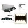 Lampara Led Pared Arbotante 8 Luces Luz Cálida Int/ext Muro