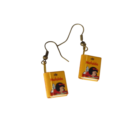 Mafalda Aretes Mini Libros Artesanal Regalo