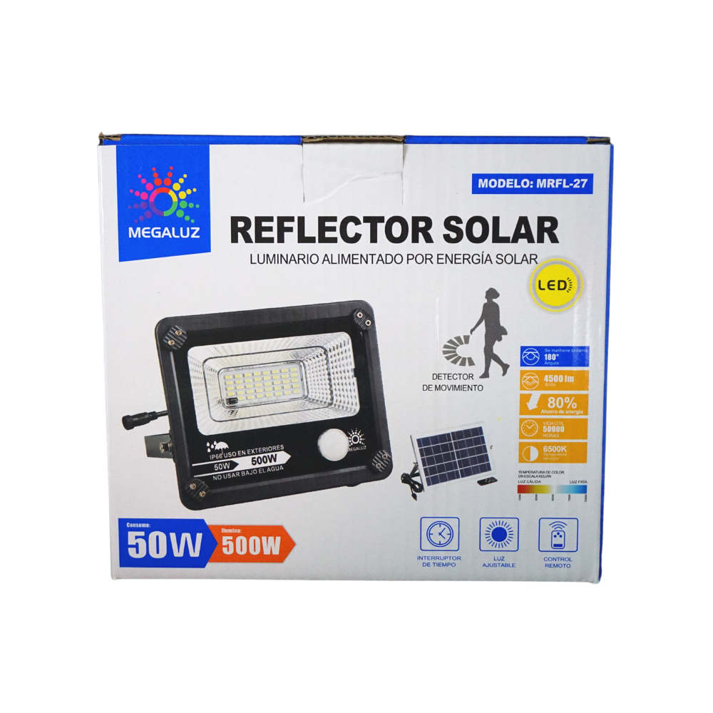 Reflector Solar 50w Exterior Sensor De Movimiento