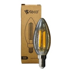 Foco Led Vintage Cristal Vela 5 Watts E14 Luz Calida